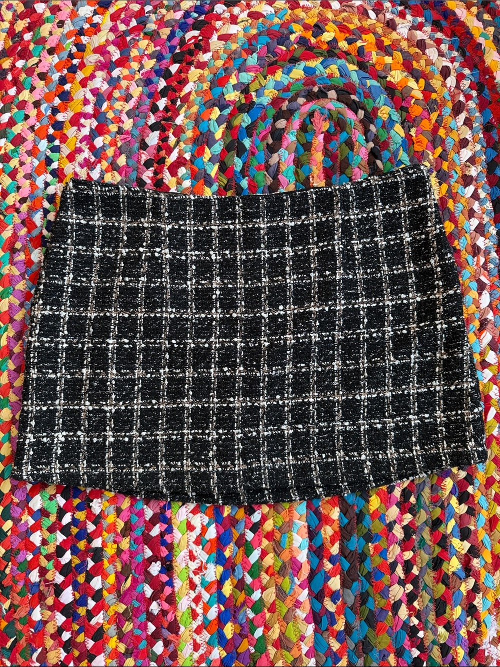 Abercrombie & Fitch Black and White Tweed Mini Skort